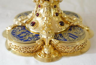 Ornate French antique solid silver gilt Gothic Chapel Set